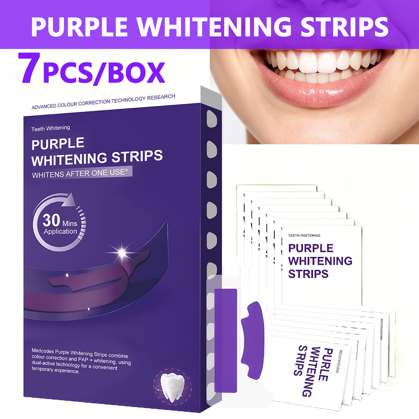 Teeth Whitening Quick - Strisce sbiancanti per denti viola –